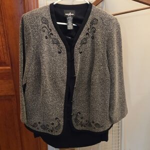 Positive Attitude's Black and Gray Embroidered 2 Piece Set